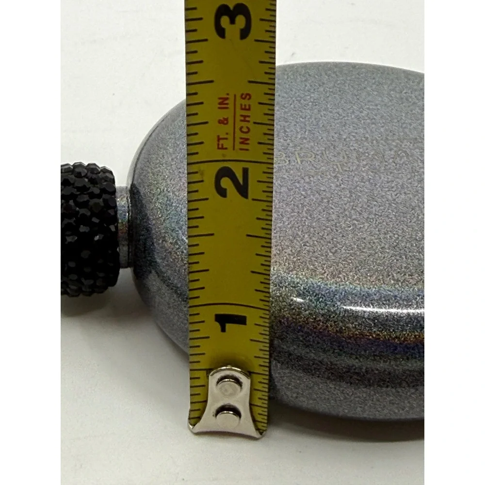 Brumate Liquor Flask 5oz Glitter Charcoal Holographic Rhinestone Lid Stainless